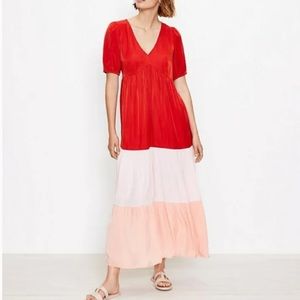 Loft beach tiered colorblock maxi dress